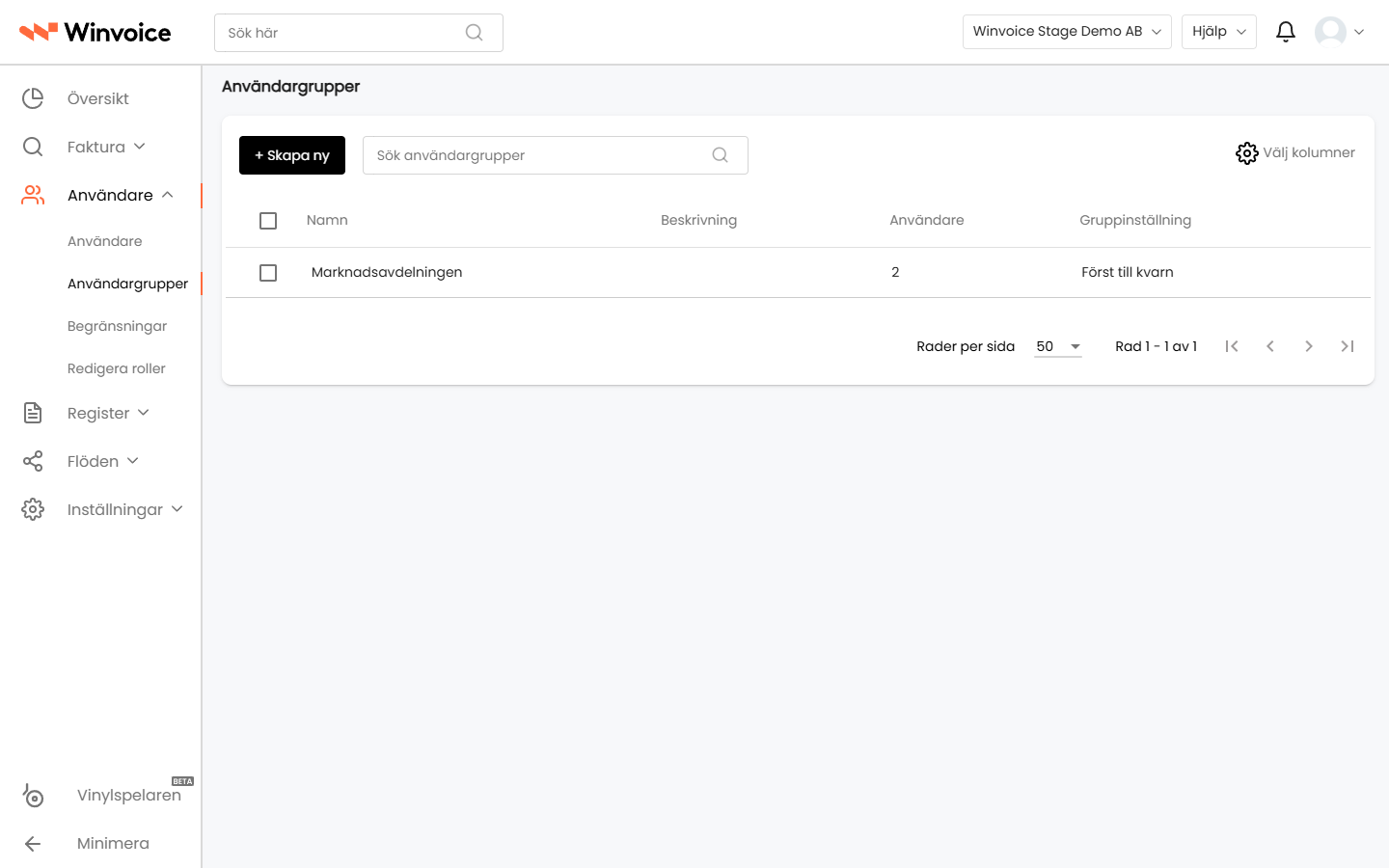 Skapa och konfigurera användargrupp