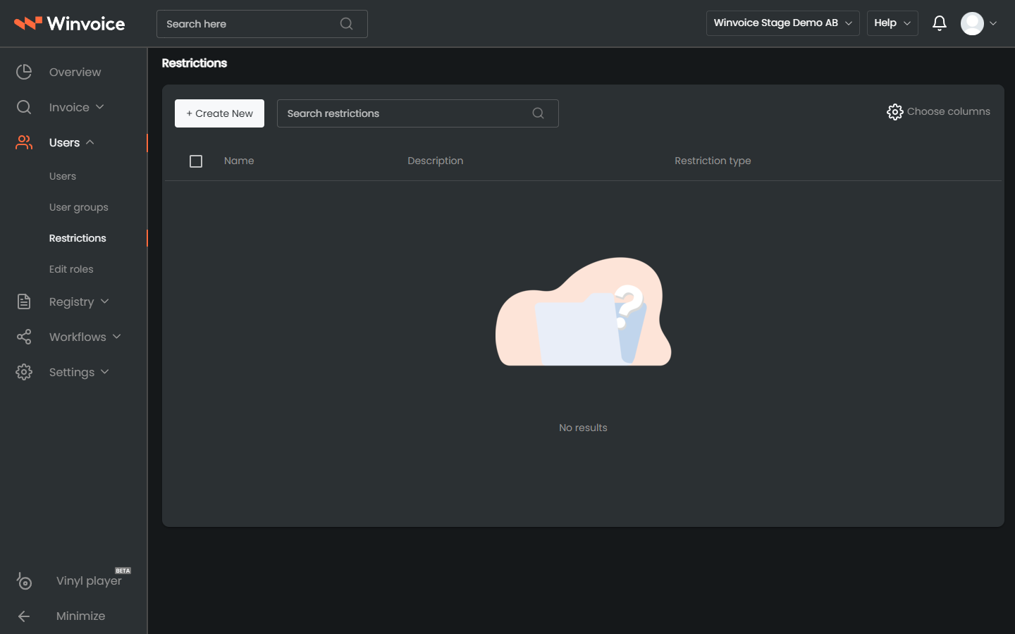 Registry restrictions with selected and unselected records