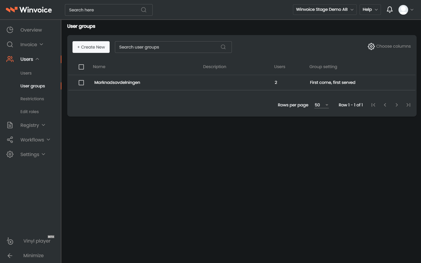 Create and configure user group